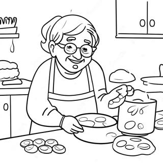 Glad Mormor Bakande Kakor Målarbok | Mormor målarbild
