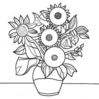 Van Gogh Solrosor Målarbok | Van Gogh målarbild