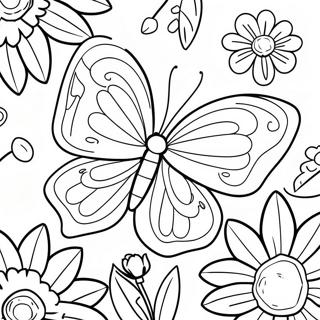 Färgglad Fjäril Bland Blommor Målarbild | Blomma Fjäril målarbild