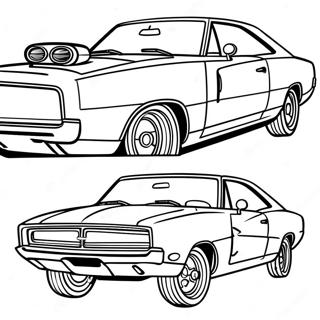 Dodge Charger klassisk muskelbil färgläggningssida | Dodge Charger målarbild