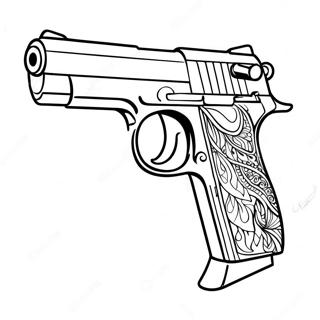 Realistisk Handpistol Färgläggningssida | Pistol målarbild