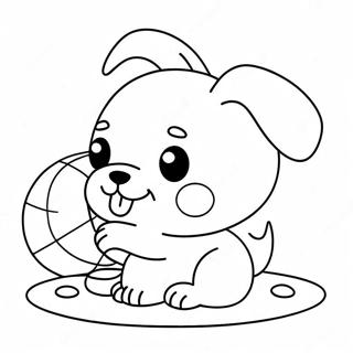 Söt Kawaii Valp Som Leker Med Boll Målarbild | Kawaii Hund målarbild