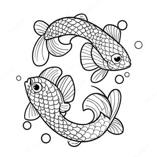 Söt Koi-fisk Japansk Målarbild | Japansk målarbild