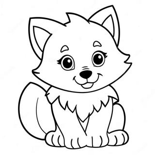 Färgläggningssida med söt varg animevalp | Varg Anime målarbild
