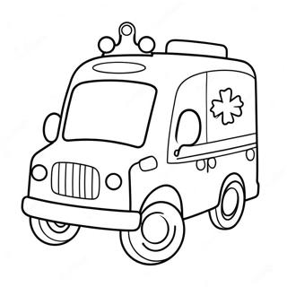 Söt Tecknad Ambulans Färgläggningssida | Ambulans målarbild