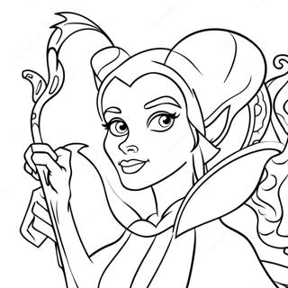 Maleficent med drake färgläggningssida | Disney-skurk målarbild