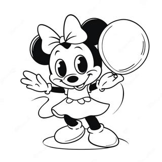 Glad Minnie Mus med Ballonger Målarbok | Minnie Mus målarbild