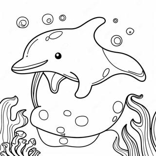 Realistisk Delfin Simmande i Havet Färgläggningssida | Realistisk Delfin målarbild