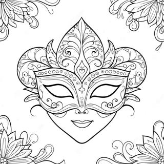 Mardi Gras-mask färgläggningssida | Mardi Gras målarbild