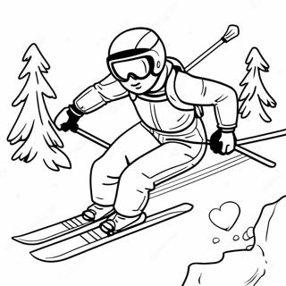 Ski Färgläggningssida | Skidåkning målarbild