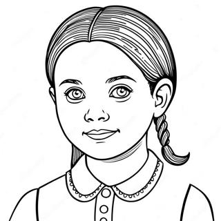 Färgläggningssida med Wednesday Addams | Onsdag Addams målarbild