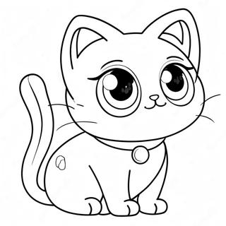 Söt animekatt med stora ögon färgläggningssida | Anime Katt målarbild