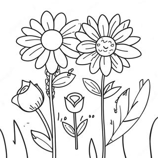 Färgglada blommor för mors dag färgläggningssida | Glad Mors Dag målarbild