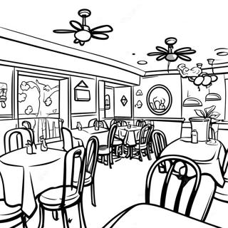 Mysig Familjerestaurang Målarbild | Restaurang målarbild