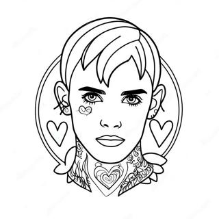 Lil Peep med Hjärttatueringar Målarbild | Lil Peep målarbild