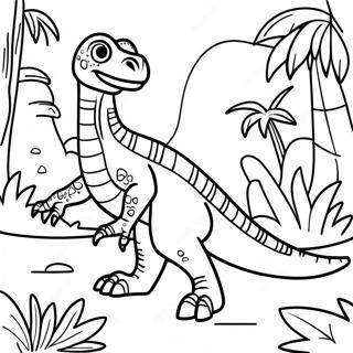 Velociraptor i djungeln färgläggningssida | Velociraptor målarbild