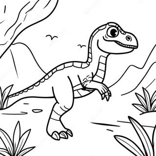 Vild Velociraptor på jakt färgläggningssida | Velociraptor målarbild