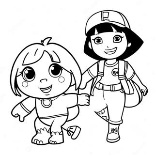 Äventyrliga Dora och Boots Färgläggningssida | Dora och Boots målarbild