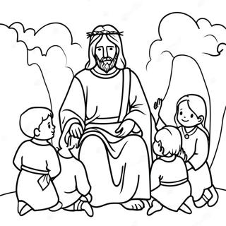 Jesus med barn färgläggningssida | Kristen målarbild