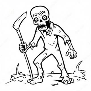 Skrämmande Zombie med en Skära Målarbild | Zombier 2 målarbild