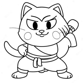 Äventyrlig Katt Ninja Målarbild | Katt Ninja målarbild