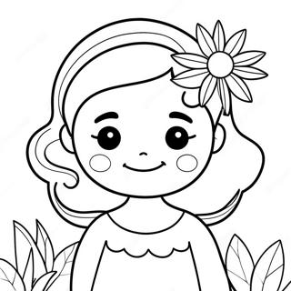 Söta Megan med blommor färgläggningssida | Megan målarbild