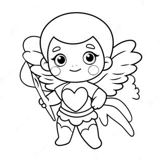 Söt Cupid med hjärtpil färgläggningssida | Cupid målarbild