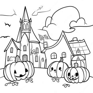 Halloweentown målarbild | Halloweenstad målarbild