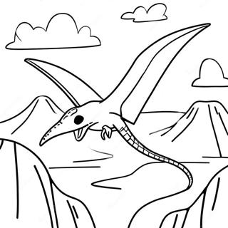 Pterodactyl Flyger Över en Vulkan Målarbild | Pterodactylus målarbild