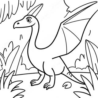 Färgglad Pterodactyl i en Dschungel Målarbild | Pterodactylus målarbild