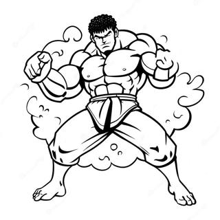 Baki the Grappler Actionscen Färgläggningssida | Baki målarbild