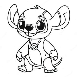 Stitch i en Spooky Kostym Målarbild | Stitch Halloween målarbild
