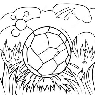 Färgglad Fotboll i Gräset Målarbild | Fotboll målarbild