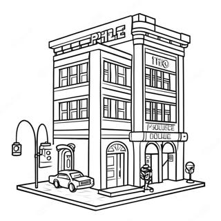 Lego City polisstation färgläggningssida | Lego Stad målarbild