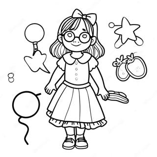 Junie B. Jones i sin färgglada outfit färgläggningssida | Junie B. Jones målarbild