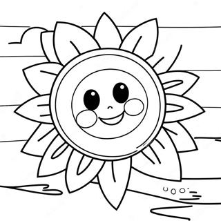 Ljus Sol Som Skinner Färgläggningssida | Solig dag målarbild
