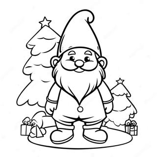Festlig Gnome med Julgran Målarbild | Julnissar målarbild