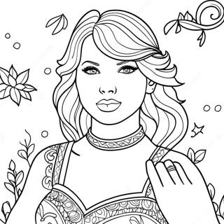 Fängslande Taylor Swift i Folklore Målarbok | Taylor Swift Folklore målarbild