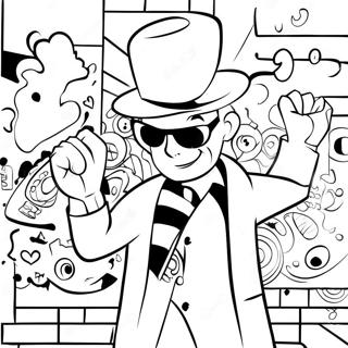 Färgglad Gangster Graffiti Vägg Färgläggningssida | Gangster Graffiti målarbild