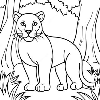 Storslagen puma i skogen färgläggningssida | Puma målarbild