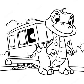 Vänligt dinosaurietåg äventyr färgläggningssida | Dinosaurietåg målarbild