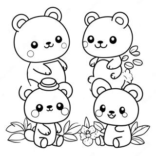 Söt Rilakkuma och vänner färgläggningssida | Rilakkuma målarbild