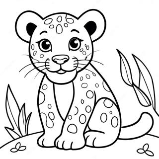 Lekfull Leopardunge Färgläggningssida | Leopard målarbild