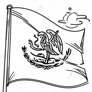 Mexikansk flagga färgläggningssida | Mexikansk Flagga målarbild
