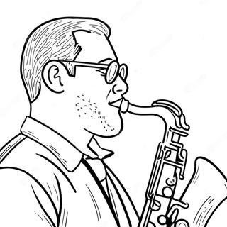 Saxofonist som spelar jazz färgläggningssida | Jazz målarbild