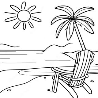 Strandsolnedgång färgläggningssida | Strand för Vuxna målarbild
