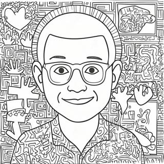 Färgläggningssida med Keith Haring | Keith Haring målarbild