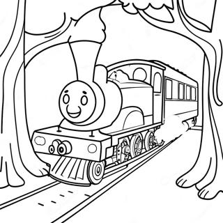 Choo Choo Charles i en spöklik skog färgläggningssida | Choo Choo Charles målarbild