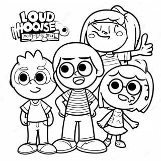 Loud House familjeskoj färgläggningssida | Högljudd Hus målarbild
