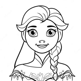 Frozen 2 Elsa med utsläppt hår färgläggningssida | Frost 2 Elsa Hår Ner målarbild